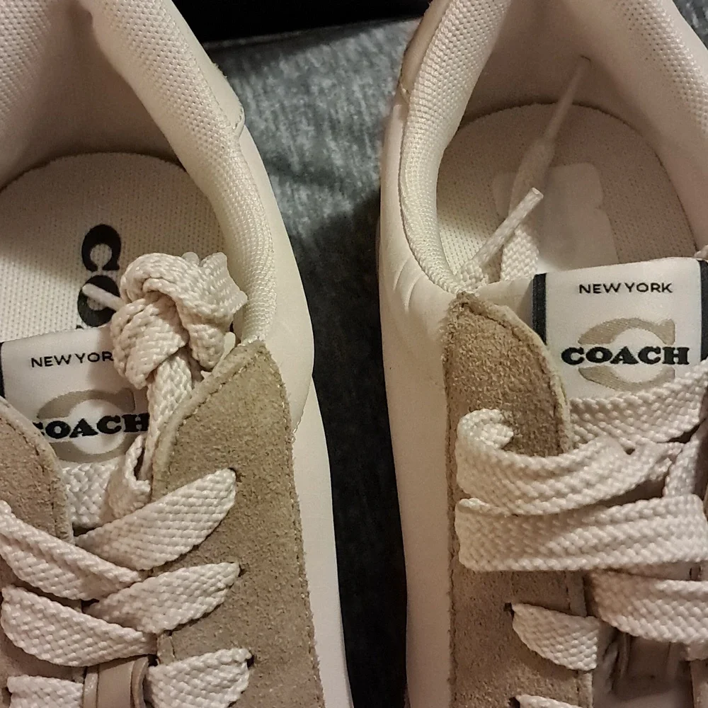 Coach Women's Cream and Navy Blue Classic Sneakers - Picture 4 of 4